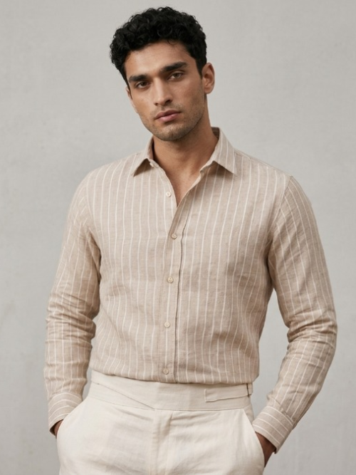 Beige Striped Shirt