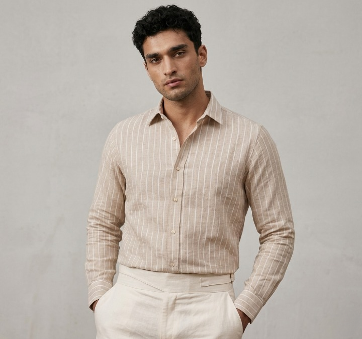 Beige Striped Shirt